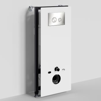 Инсталляция WasserKRAFT Abens 20TLT.010.ME.WH.BN01 для унитаза Белое стекло с клавишей смыва Никель — фото 1, Инсталляции для унитазов