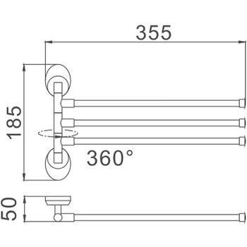 Полотенцедержатель Haiba HB1613 тройной поворотный Хром — фото 3, Полотенцедержатели