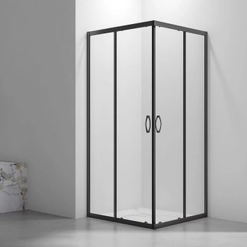 Душевой уголок Veconi Rovigo RV-101B 80х80 RV101B-80-01-C5 профиль Черный матовый стекло прозрачное — фото 1, Квадратные душевые уголки
