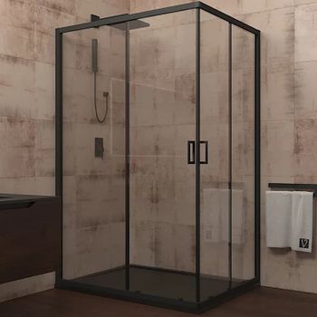 Душевой уголок Veconi Rovigo RV-14 120x80 RV14-12080-01-C5 профиль Черный матовый стекло прозрачное — фото 1, Прямоугольные душевые уголки