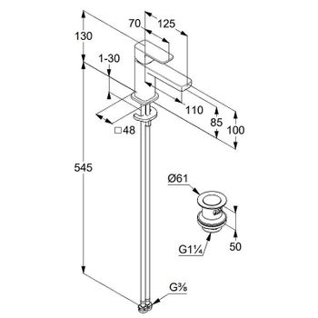 Смеситель для раковины Kludi Renon 422663975 Черный матовый — фото 2, Смесители для раковины