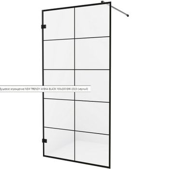 Душевая перегородка New Trendy Avexa Black 100 EXK-2023 профиль Черный стекло прозрачное — фото 1, Душевые перегородки