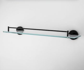 Стеклянная полка Frap F302 F30207 Черная матовая — фото 9, Полки для ванной и душа