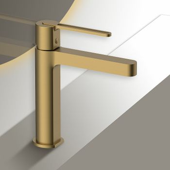 Смеситель для раковины Vincea Rondo VBF-1R1BG Брашированное золото — фото 2, Смесители для раковины