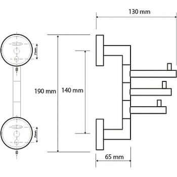 Тройной крючок Bemeta Neo 104206075 поворотный Нержавеющая сталь — фото 3, Крючки для полотенец