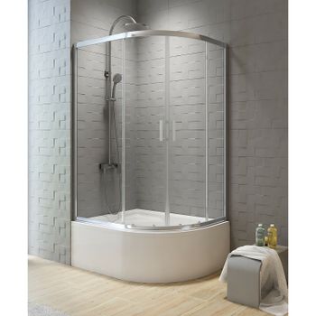 Душевой уголок New Trendy New Varia Chrome 100х80 K-0505 профиль Хром стекло прозрачное — фото 2, Асимметричные душевые уголки