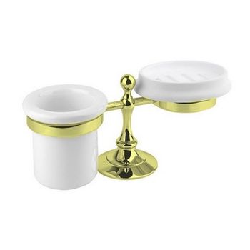 Стакан и мыльница Cezares OLIMP-STT-03/24-M Золото Белая — фото 1, Мыльницы