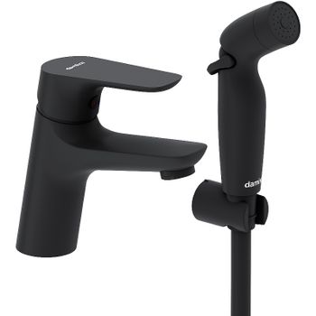 Смеситель для раковины Damixa Jupiter 770300300 с гигиеническим душем Черный матовый — фото 1, Смесители для раковины