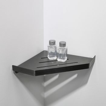 Металлическая полка Fixsen Hi-Tech FX-841F угловая Графит — фото 2, Полки для ванной и душа