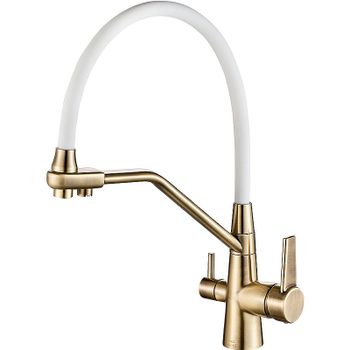 Смеситель для кухни ZorG Steel Hammer SH 903-8 BRONZE Бронза Белый — фото 1, Смесители для кухни