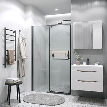 Душевая дверь Grossman Pragma 100 100.K33.03.100.21.00 профиль Черный матовый стекло прозрачное — фото 4, Распашные душевые двери