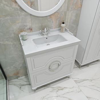 Тумба под раковину Caprigo Valletta 80 35317-SF027 Белая матовая — фото 2, Тумбы под раковину