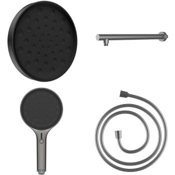 Комплект верхнего и ручного душа Vincea Inspire VSHH-3I2AHGM Вороненая сталь — фото 1, Встраиваемые душевые комплекты