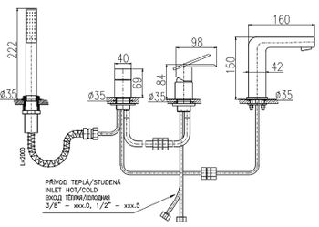 Смеситель на борт ванны Rav Slezak Loira LR565.5PZ Золото — фото 3, Смесители на борт ванны