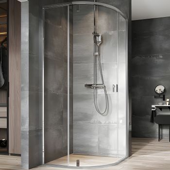 Душевой уголок Ravak Nexty NSKK3-90 90x90 3O677C00Z1 профиль Хром стекло Transparent — фото 1, Душевые уголки четверть круга