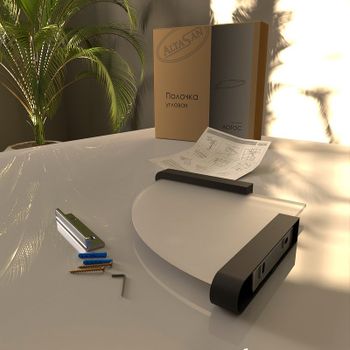 Стеклянная полка Altasan Лотос ЛТ71ЧМ угловая Черная матовая — фото 4, Полки для ванной и душа