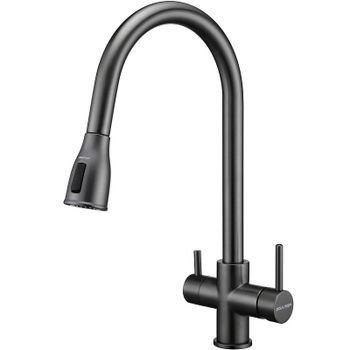 Смеситель для кухни Paulmark Lange La214212-GM Вороненая сталь — фото 1, Смесители для кухни