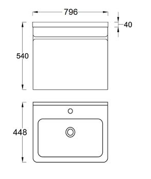 Тумба под раковину Veedi Prestige 80 PRS800T-CR подвесная Белая матовая — фото 2, Тумбы под раковину