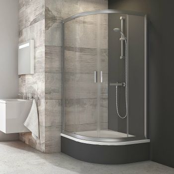 Душевой уголок Ravak Blix BLCP4-80 Sabina 80x80 3B240U40Z1 профиль Сатин стекло Transparent — фото 2, Душевые уголки четверть круга