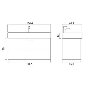 Тумба под раковину Creto Tivoli 100 8-1378S подвесная Soft — фото 4, Тумбы под раковину