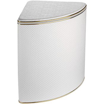 Корзина для белья Geralis PWG-U Punto Белая, кант Золото, угловая — фото 1, Корзины для белья