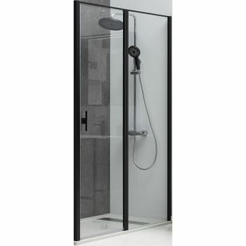 Душевая дверь Allen Brau Priority 100 3.31030.BBA профиль Черный браш стекло прозрачное — фото 2, Распашные душевые двери