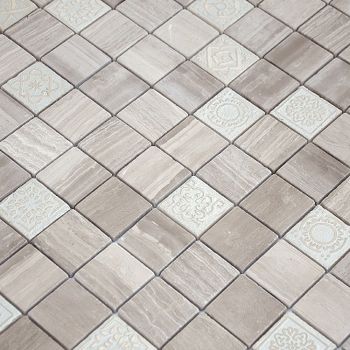 Мозаика Caramelle mosaic Art Stone Art Travertino Silver MAT 30x30 см — фото 2, Мозаика