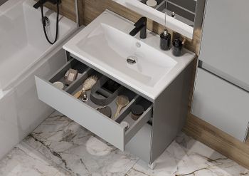 Тумба под раковину Aquaton Форест 75 1A278301FR4D0 Туманный серый — фото 8, Тумбы под раковину