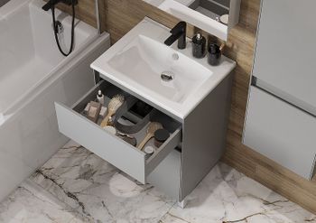 Тумба под раковину Aquaton Форест 60 1A278201FR4D0 Туманный серый — фото 8, Тумбы под раковину