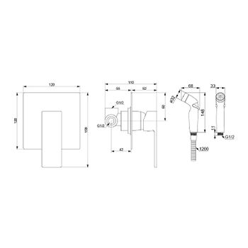 Гигиенический душ со смесителем Damixa Gala 537510300 Черный матовый — фото 4, Гигиенические души