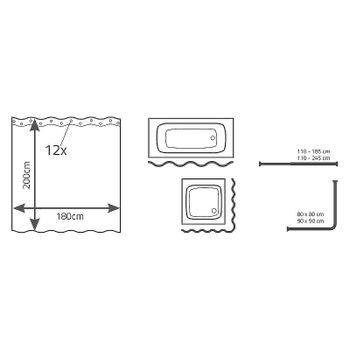 Штора для ванны Ridder Madison 180х200 45354 Бежевая — фото 3, Шторы для ванной