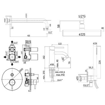 Комплект смесителей Paffoni Light KITLIG015HG071 Золото медовое — фото 10, Готовые комплекты для ванной комнаты