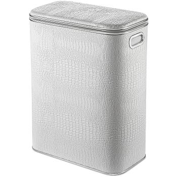 Корзина для белья Geralis KWH-B Croco Белая, кант Хром, стандартная — фото 1, Корзины для белья