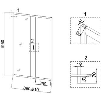 Душевая дверь Niagara Nova 90 NG-42-9AG профиль Холодное золото стекло прозрачное — фото 8, Раздвижные душевые двери