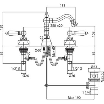 Смеситель для биде Cezares First-BBS2-03/24-M Золото 24 карат — фото 3, Смесители для биде