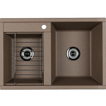 Кухонная мойка Aquaton Делия 78 DBL 1A723132DE250 Серый шелк — фото 1, Кухонные мойки