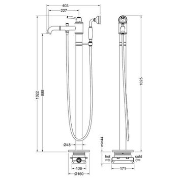 Смеситель для ванны Timo Arisa 5300/03Y-CR Черный — фото 2, Смесители напольные