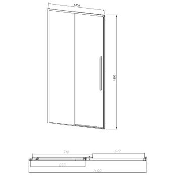 Душевая дверь Vincea Slim-N 140 VDS-4SN140CGB профиль Черный стекло тонированное — фото 4, Раздвижные душевые двери