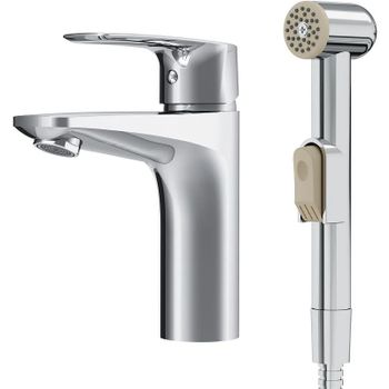 Смеситель для раковины AM.PM Gem F90A03000 с гигиеническим душем Хром — фото 1, Смесители для раковины