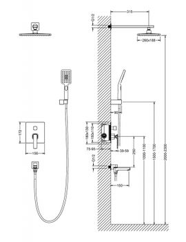 Душевая система Timo Torne SX-4399/03SM Черный — фото 6, Встраиваемые душевые комплекты