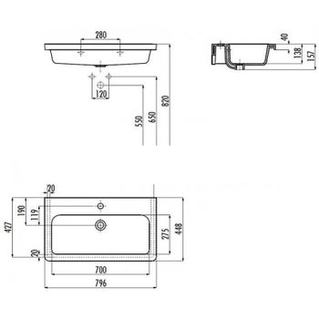 Раковина Veedi Creavit Prestige 80 ip080 Белая — фото 2, Раковины подвесные
