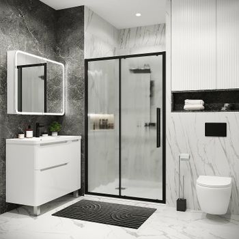 Душевая дверь Grossman Cosmo 120 100.K33.02.120.21.02 профиль Черный матовый стекло шиншилла — фото 3, Раздвижные душевые двери