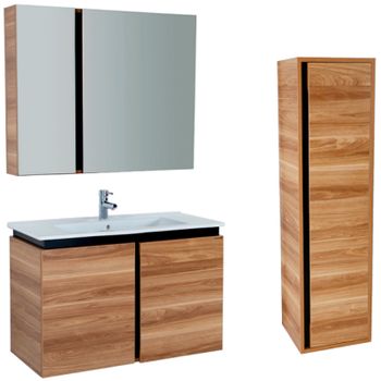 Тумба с раковиной Creavit Verti 100 VE0100.42.VV подвесная Орех — фото 3, Тумбы с раковиной