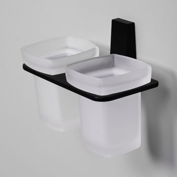 Стакан для зубных щеток WasserKRAFT Abens K-3228D двойной Черный матовый — фото 2, Стаканы для зубных щеток