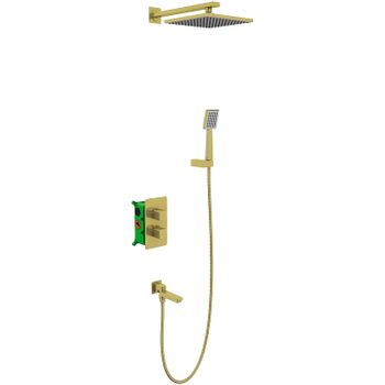 Душевая система Timo Petruma SX-5049/17SM с термостатом Золото матовое — фото 2, Встраиваемые душевые комплекты