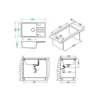 Кухонная мойка Alveus Granital Intermezzo 130 Arctic G11 780x480x200 1117046 Белая — фото 6, Кухонные мойки