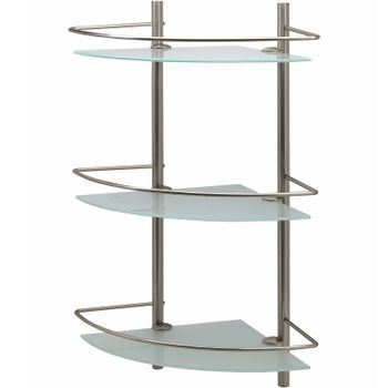 Стеклянная полка WasserKRAFT Ammer K-3733 угловая Хром матовый — фото 1, Полки для ванной и душа