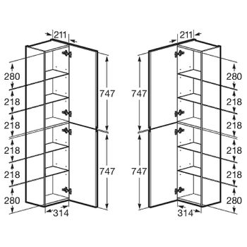 Шкаф пенал Roca Oleta 35 A857650501 подвесной Белый матовый — фото 10, Пеналы для ванной комнаты