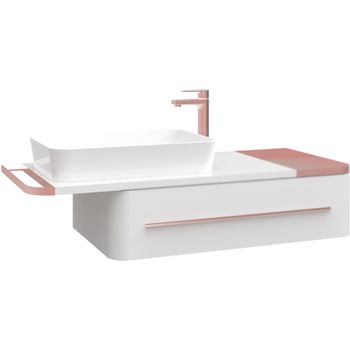 Тумба с раковиной Creavit Angel 120 AL0120.01.BBR+UL060 подвесная Белая Розовое золото — фото 1, Тумбы с раковиной
