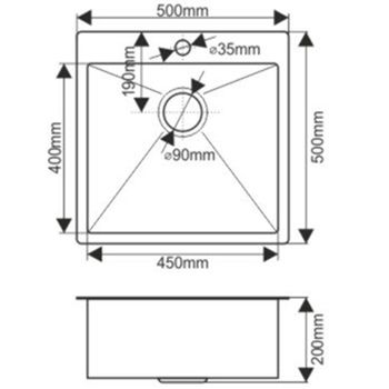 Кухонная мойка Fabia 50х50 50503D Декор — фото 7, Кухонные мойки
